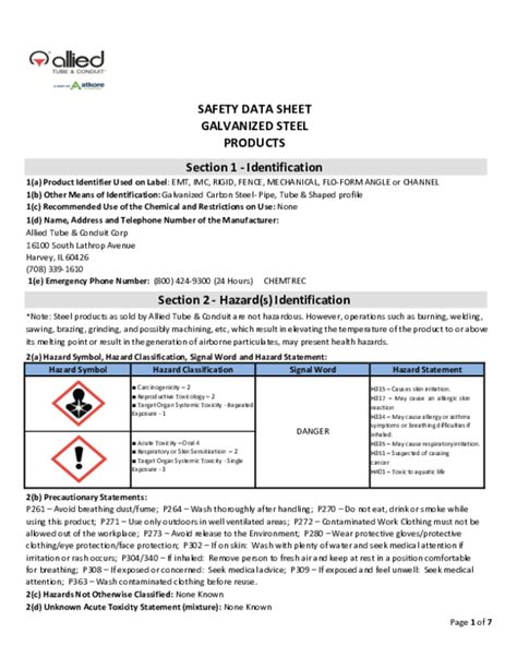 galvanized sheet metal msds|galvanized metal safety data sheet.